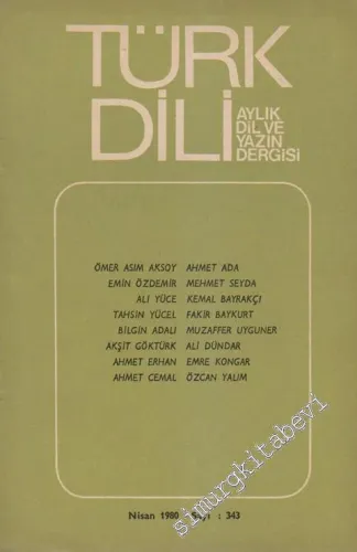 Türk Dili Aylık Dil Dergisi  - 343  XLI  29  Nisan