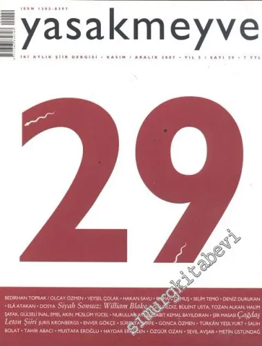 Yasakmeyve: İki Aylık Şiir Dergisi - Sayı; 29,Yıl; 5,  Kasım - Aralık 2007  1