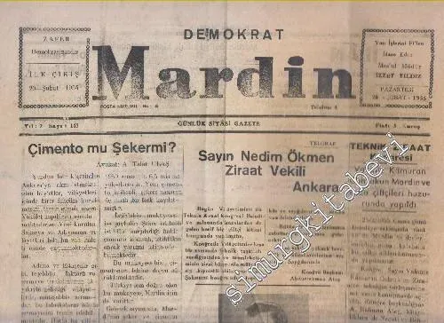 Demokrat Mardin - Sayı: 145  Yıl: 2    Şubat 1955