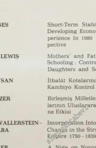 ODTÜ Gelişme Dergisi - METU Studies in Development - Sayı: 1 / 2  Cilt: 8