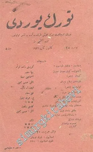 OSMANLICA: Türk Yurdu Yıl: Kanun - ı Sani 1926, Cilt: 5, Sayı: 25 -