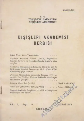 Dışişleri Akademisi Dergisi - Sayı: 9    1  Şubat