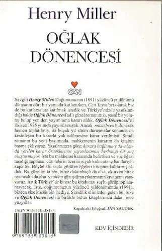 Oğlak Dönencesi Henry Miller Can Yayınları %64 indirimli
