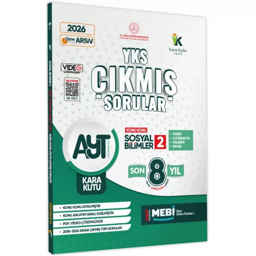 Kara Kutu Yayınları 2026 YKS-AYT Sosyal Bilimler 2 Kara Kutu ÖSYM Çıkmış Soru Konu Konu Son 8 Yıl Video/PDF Çözümlü