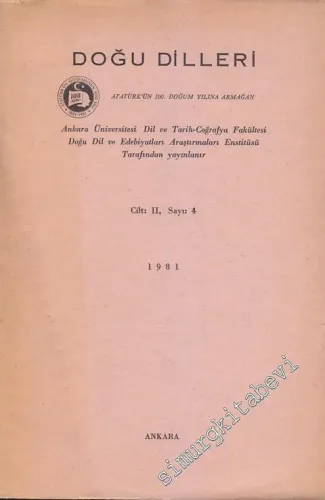 Doğu Dilleri Dergisi - Farsça Arapça Urduca Hindoloji ve Sinoloji Araştırmaları - Sayı: 4  Cilt 2      1981