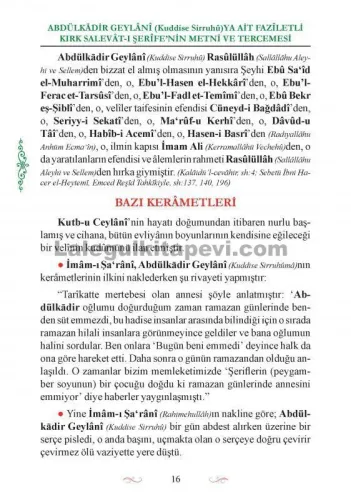 Faziletli Kırk Salevatı Şerifenin Metni ve Tercemesi