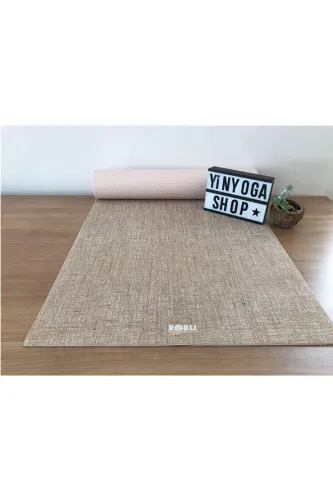 Doğal Jüt Kaplama Yoga Mat -Bej -Teşhir Ürünü