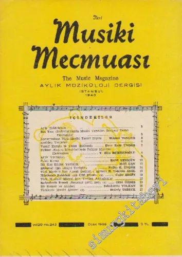 İleri Musiki Mecmuası Aylık Müzikoloji Dergisi  - Sayı: 242    Yıl: 20  Ocak