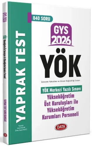 Data Yayınları 2026 YÖK Üst Kuruluşları ile YÖK Personeli GYS Yaprak Test