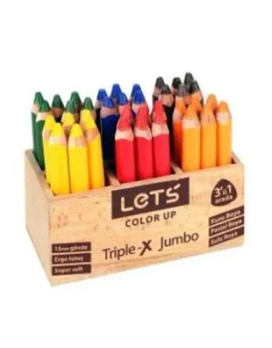 Lets Triple-X 6 Renk Jumbo Boya Kalemi (36'lı Stand) L4536