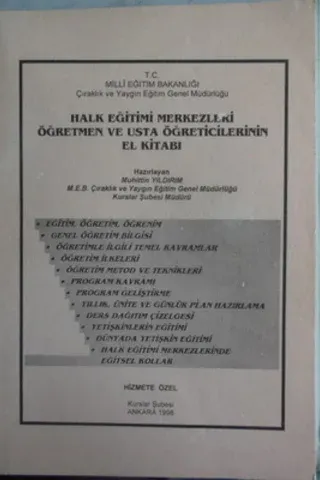 Halk Eğitimi Merkezleri Öğretmen ve Usta Öğreticilerinin El Kitabı