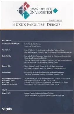 Hasan Kalyoncu Üniversitesi Hukuk Fakültesi Dergisi Sayı:13 - Ocak 2017
