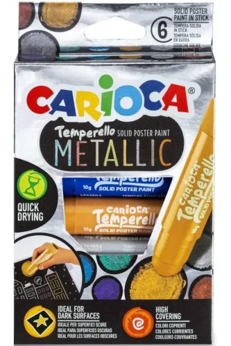 CARİOCA METALİK TEMPERELLO TEMPERA STİCK POSTER BOYAMA 6 RENK
