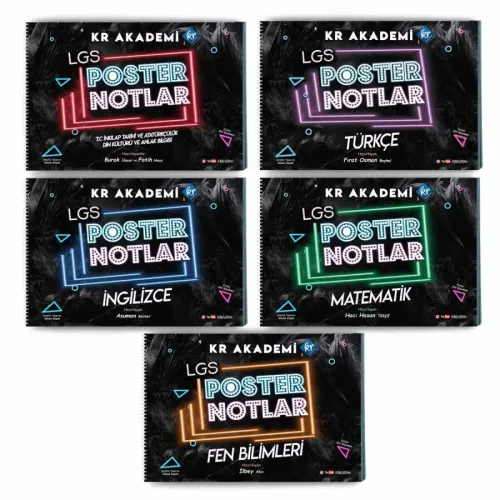 KR AKADEMİ 8.Sınıf LGS POSTER NOTLARI SETİ - 5 Kitap