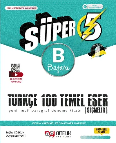 Süper 5.Sınıf Türkçe 100 Temel Eser B Başarı Yeni Nesil Paragraf Deneme Kitabı