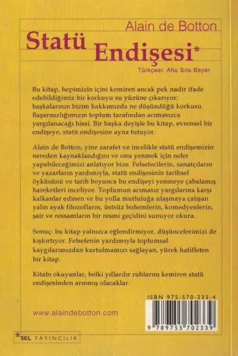 Statü Endişesi Alain De Botton Sel Yayıncılık %49 indirimli