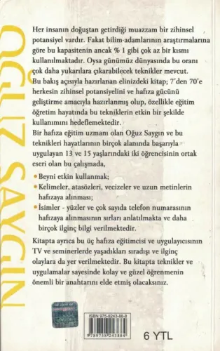 Hafıza Teknikleriyle Beyin Gücünü Geliştirme Oğuz Saygın Hayat Yayıncı