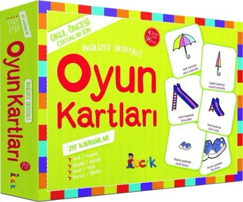 Oyun Kartları - Zıt Kavramlar; Okul Öncesi Çocuklar için, İngilizce Destekli