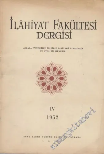 Ankara Üniversitesi İlahiyat Fakültesi Dergisi - Sayı: 4, Yıl: 1952