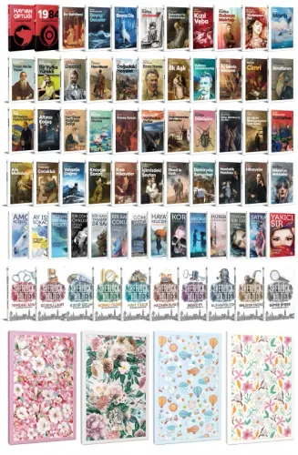 68 Dünya Klasiği ve Çiçekli Çizgili Defter Seti -2 - Halkkitabevi