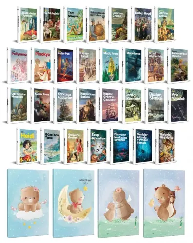 30 Dünya Çocuk Klasiği ve 4 Çizgili Defter - Halkkitabevi