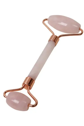 Pembe Kuvars Roller Yüz Masaj Aparatı- Gua Sha Pembe Kuvars Taşı Kalp 