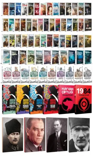 80 Dünya Klasiği ve Atatürk Temalı 64 Sayfa Çizgili Defter Seti -1 - H