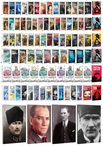 94 Dünya Klasiği ve Atatürk Temalı 64 Sayfa Çizgili Defter Seti -1 - H