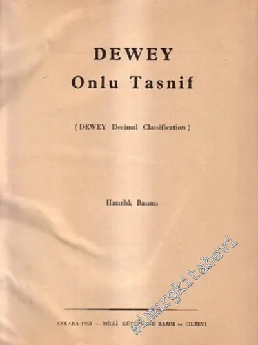 Dewey Onlu Tasnif ( Dewey Decimal Classification ), Hazırlık Basımı -        1958
