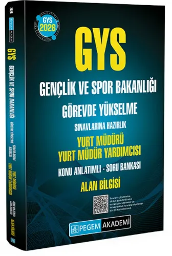 Pegem Yayınları 2026 GYS Gençlik ve Spor Bakanlığı Yurt Müdürü Yurt Müdür Yardımcısı Konu Anlatımlı Soru Bankası Alan Bilgisi