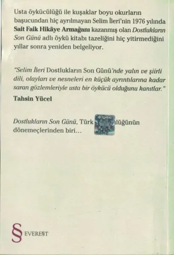 Dostlukların Son Günü 1976 Sait Faik Hikaye Armağanı Selim İleri Evere