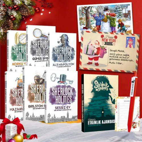 Kişiye Özel Kartpostallı - Sherlock Holmes Seti - 6 Kitap 1 Ajanda 1 Defter 1 Bloknot -1