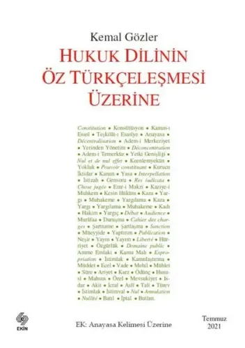 Hukuk Dilinin Öz Türkçeleşmesi Üzerine