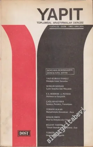 Yapıt - Toplumsal Araştırmalar Dergisi - Sayı: 12, Eylül - Ekim 1985       1985