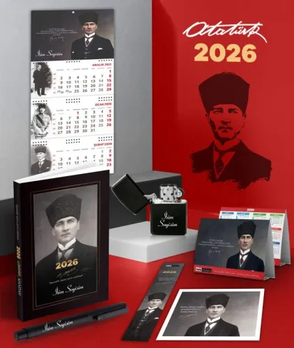 Kişiye Özel 2026 Atatürk Kalpaklı Ajanda - Gazi Duvar Takvimi - Masa T