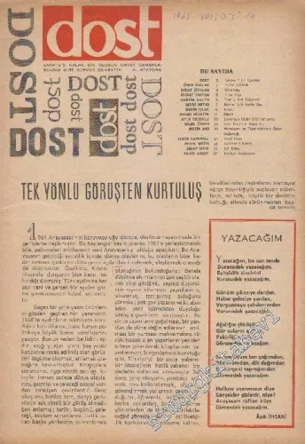 Dost Fikir ve Sanat Dergisi - Sayı: 14 17 Aralık