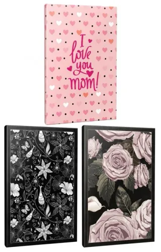 3'lü Okul Defteri Seti -Kelebeğin Dünyası-Kara Gül-Love You Mom