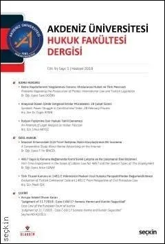 Akdeniz Üniversitesi Hukuk Fakültesi Dergisi Cilt:9 - Sayı:1 Haziran 2019