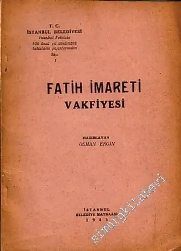 Fatih İmareti Vakfiyesi -        1945