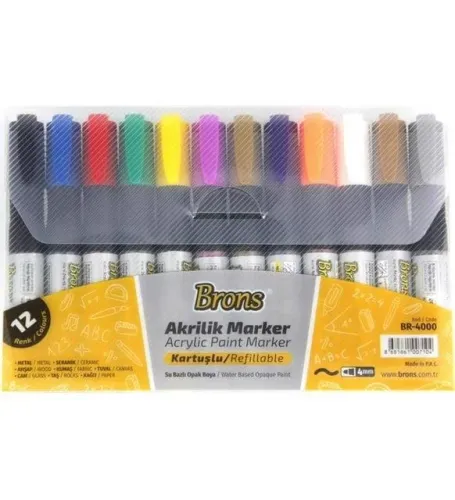 Brons Akrilik Marker Kalem Set 12 li Kalın
