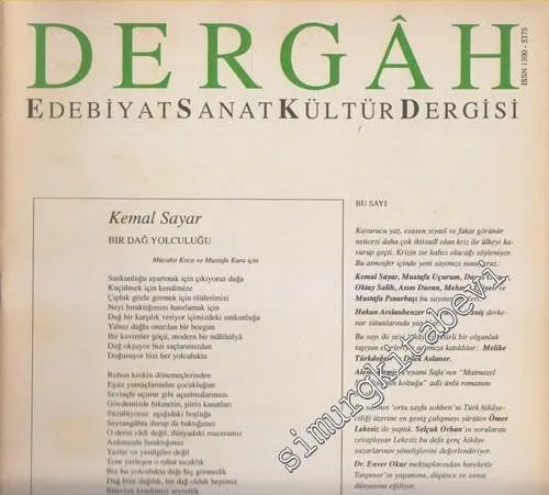 Dergâh: Aylık Edebiyat Sanat Kültür Dergisi - Sayı: 139, Eylül 2001, Cilt: 12