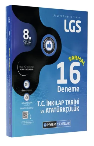 Pegem Yayınları 8. Sınıf LGS T.C. İnkilap Tarihi ve Atatürkçülük Sarmal 16 Deneme