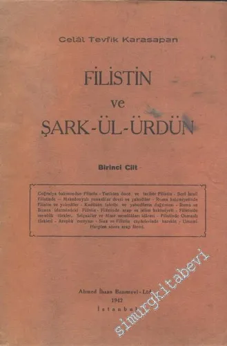 Filistin ve Şarkü'l-Ürdün 2 Cilt TAKIM -        1942