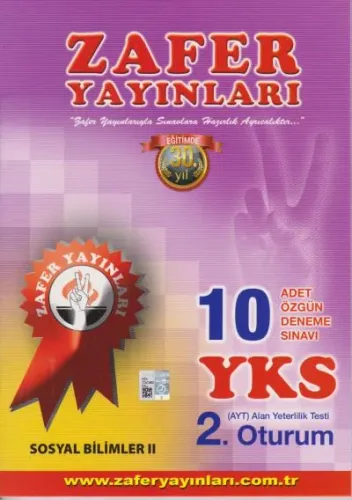 Zafer YKS AYT Sosyal Bilimler II - 10 Özgün Deneme Sınavı 2. Oturum Za