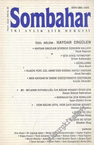 Sombahar: İki Aylık Şiir Dergisi  - Sayı: 32, Kasım - Aralık 1995