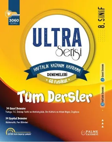 Palme Yayınevi 8.Sınıf Tüm Dersler Ultra Serisi Haftalık Kazanım Kavrama Denemeleri 68 Fasikül