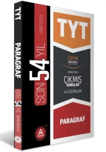 A Yayınları TYT Paragraf Son 54 Yılın Çıkmış Soruları ve Ayrıntılı Çözümleri A