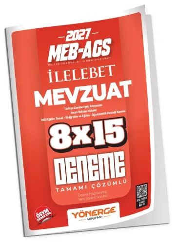 Yönerge Yayınları 2027 MEB-AGS Mevzuat Bilgisi İLELEBET 8x15 Deneme Çözümlü