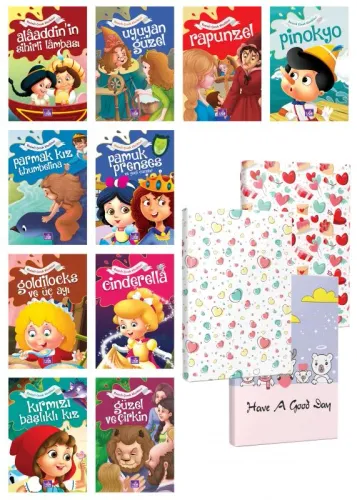 Renkli Dünya Masalları 10 Kitap ve 3 Defter -Aşk Partisi - Halkkitabe