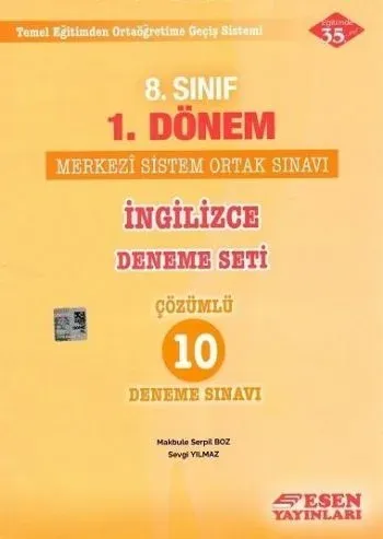 Esen 8. Sınıf 1. Dönem İngilizce Deneme Seti Çözümlü 10 Deneme Sınavı